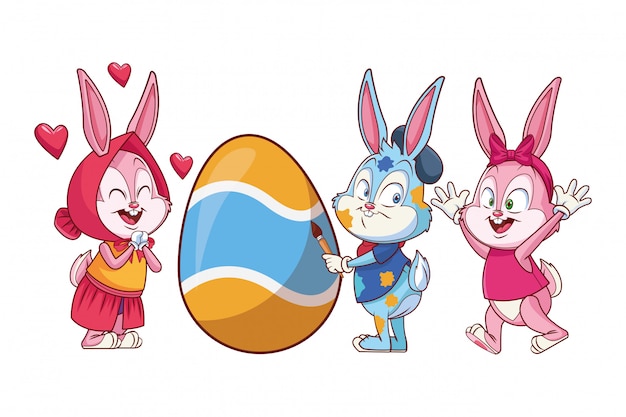 Lindos conejitos de pascua felices amigos