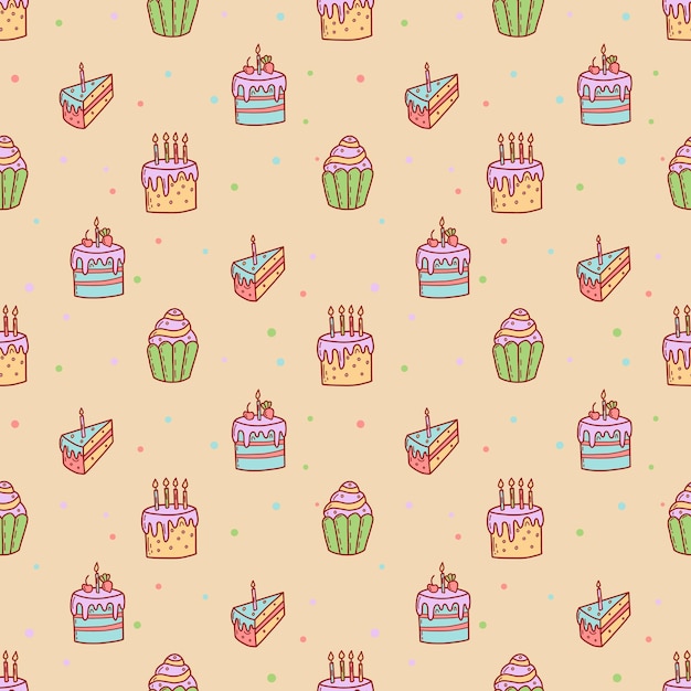 Lindos cupcakes y muffins de patrones sin fisuras Ilustración de vector plano