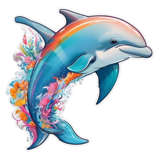 Lindos delfines en varias poses ilustración de dibujos animados