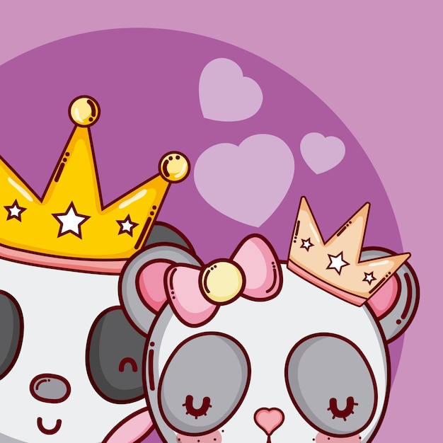 Lindos dibujos animados de animales rey y reina