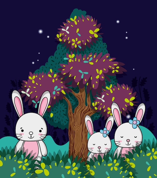 Lindos dibujos animados de conejos