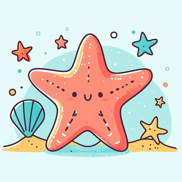 Vector lindos dibujos animados de estrellas de mar