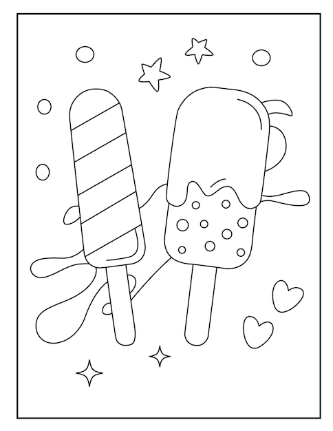 Vector lindos dibujos de helados para colorear
