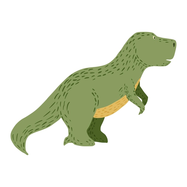 Lindos dinosaurios sobre fondo blanco. tyrannosaurus jurásico de animales de fantasía en la ilustración de vector de doodle.