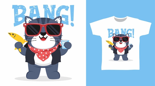 Lindos diseños de camisetas y prendas de vestir de dibujos animados de gatos grises