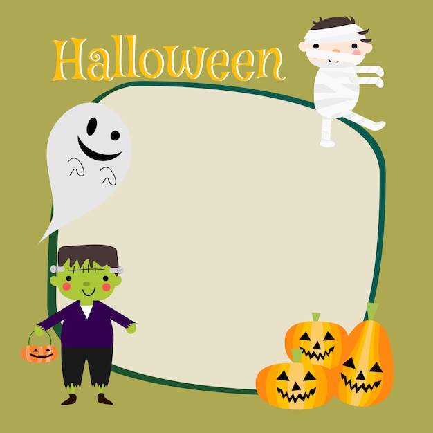 Vector lindos disfraces de halloween para niños de fondo.