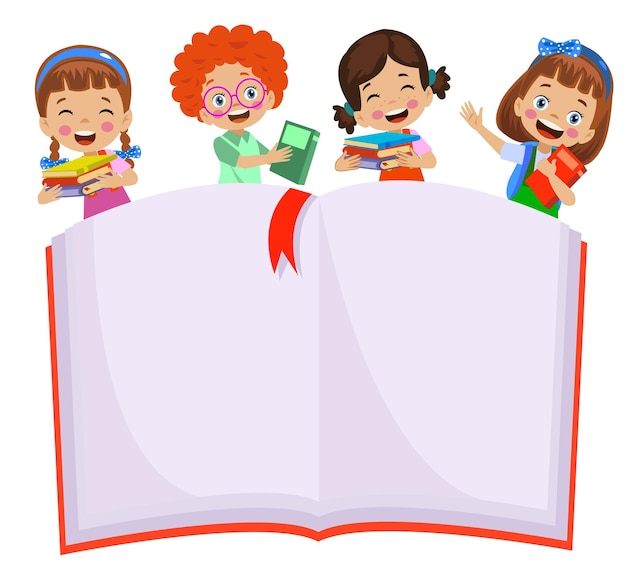Lindos estudiantes felices leyendo libros