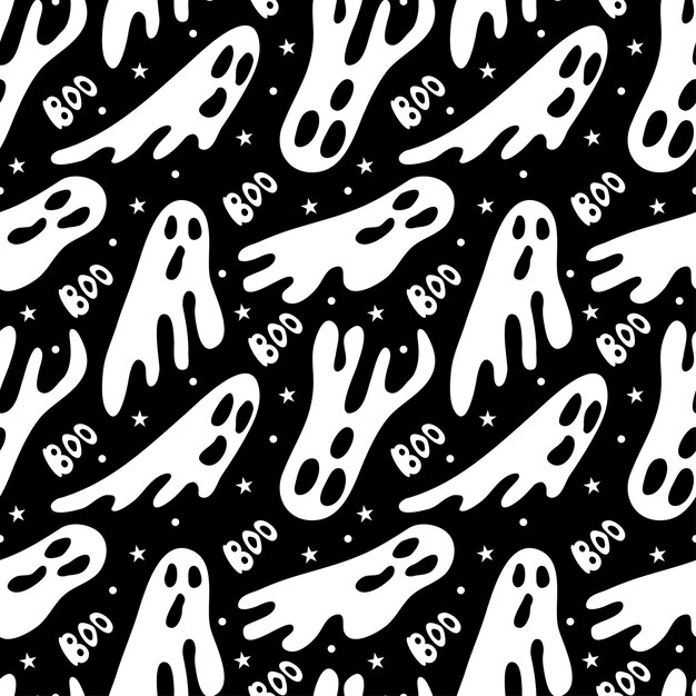 Lindos fantasmas diciendo boo Patrón temático de Halloween