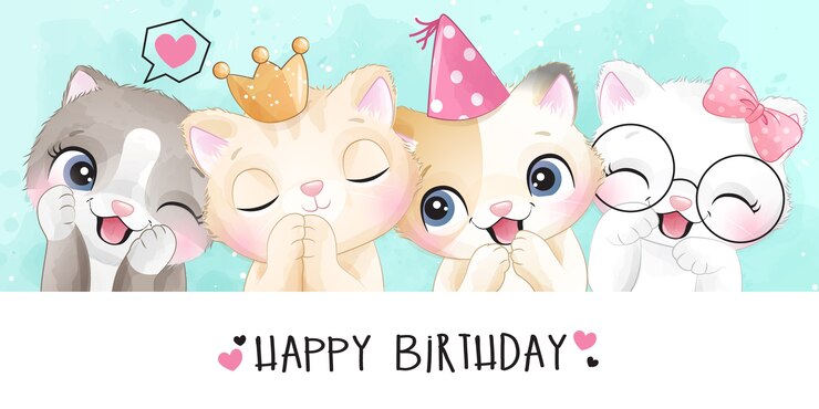 Vector lindos gatitos con ilustración de efecto acuarela