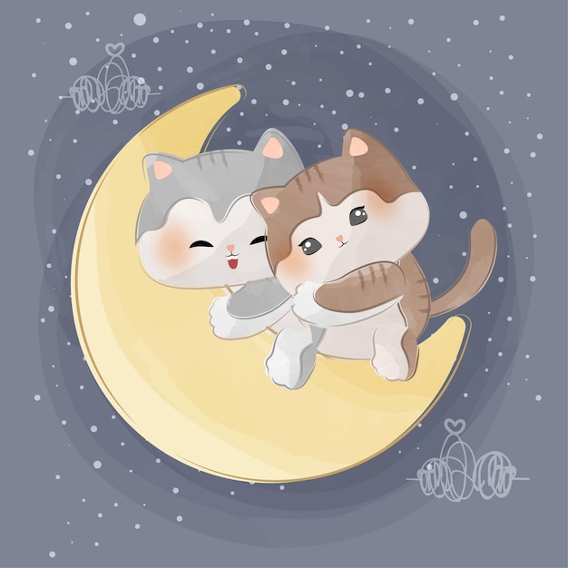 Lindos gatitos en la luna