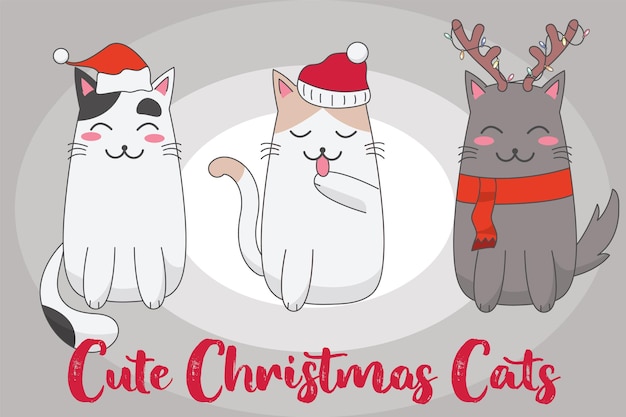 Lindos gatos navideños con gorros de Papá Noel