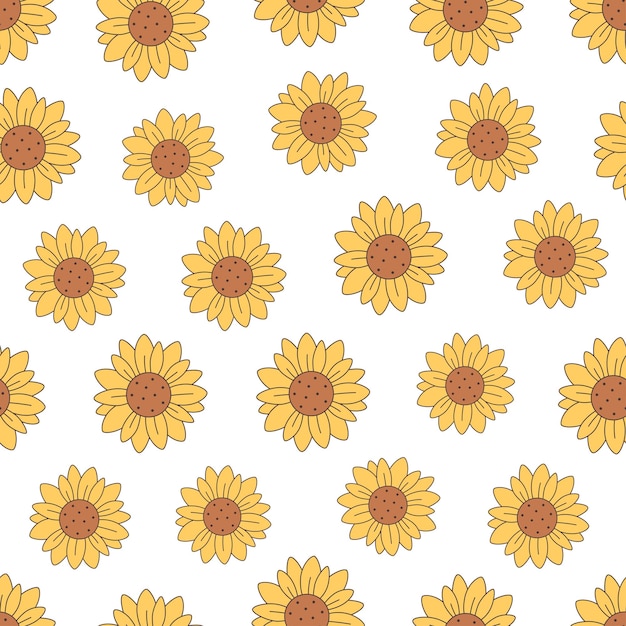 Lindos girasoles de patrones sin fisuras Estilo retro vintage Diseño para telas de papel de regalo textil