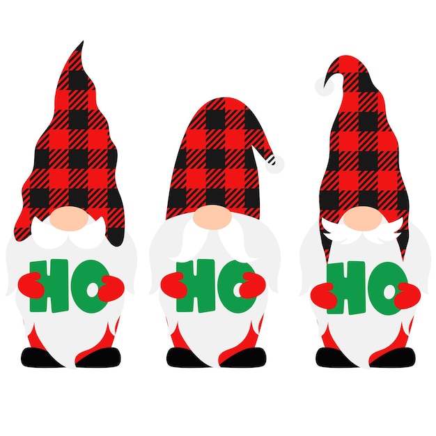 Lindos gnomos navideños. Gnomos nórdicos en estilo de dibujos animados.