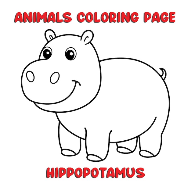 lindos hipopótamos contorno arte ilustración página de colorear libro para niños
