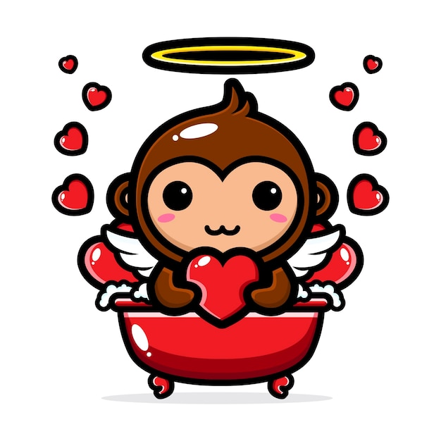 lindos monos cupido se sumergen en una tina de amor