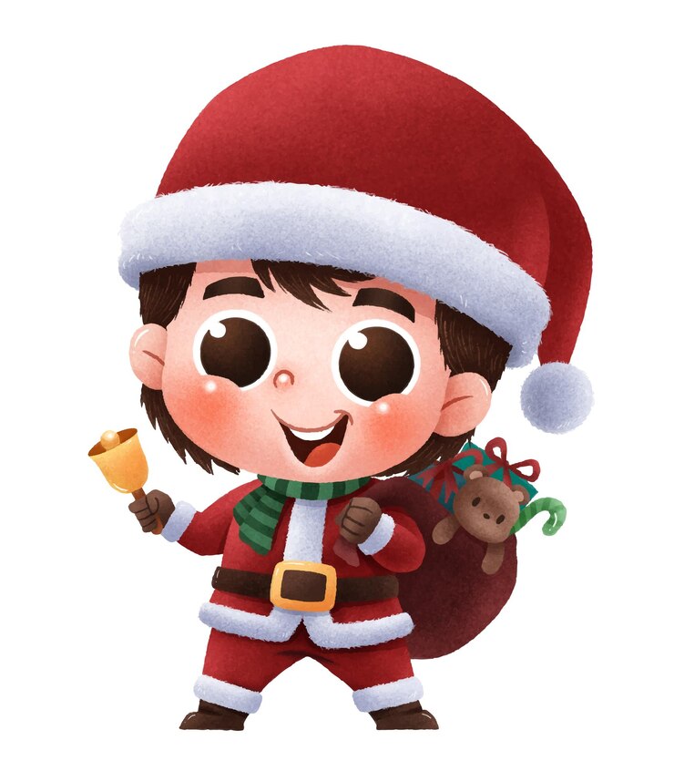 Vector lindos niños de dibujos animados. disfraz de papá noel.