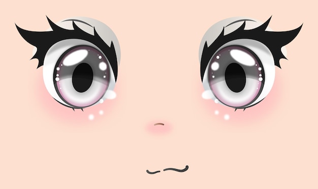 Vector lindos ojos de chicas anime. expresiones faciales manga. ilustración vectorial