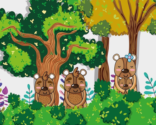 Lindos osos dibujos animados de animales