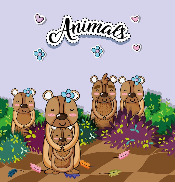 Lindos osos dibujos animados de animales
