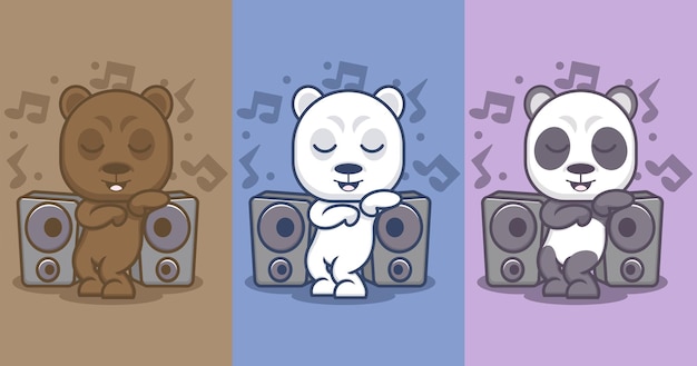 Lindos osos de dibujos animados, pandas y osos polares bailando | Vector Premium Lindos osos de dibujos animados, pandas y osos polares bailando | Vector Premium