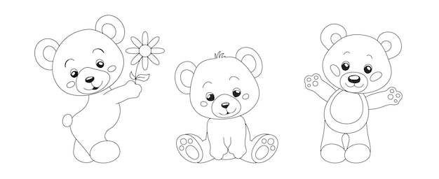 lindos osos de peluche dibujados a mano para colorear libro