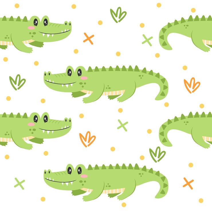 Vector lindos patrones de ilustración de dibujos animados de cocodrilo