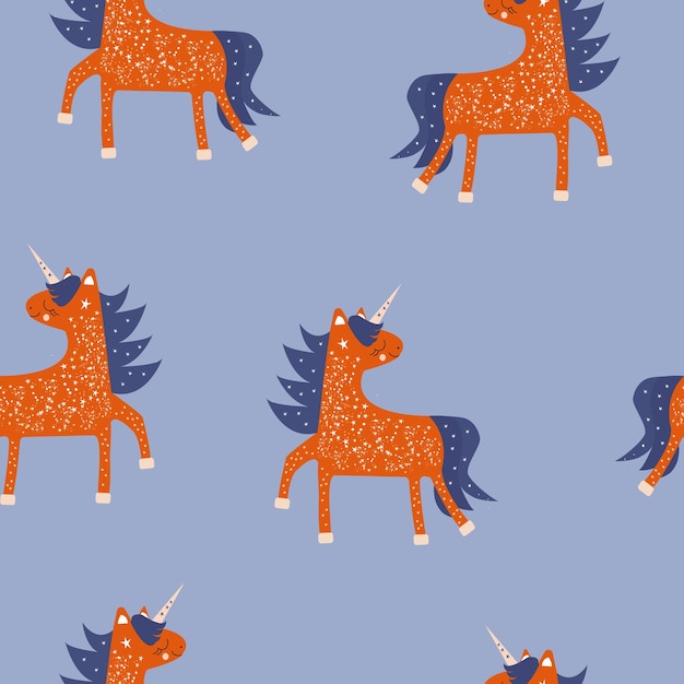 Lindos patrones de unicornio rojo. ilustración vectorial