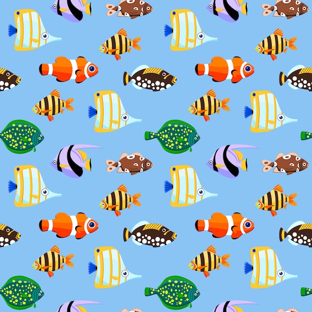 Vector lindos peces de mar de patrones sin fisuras ilustración.