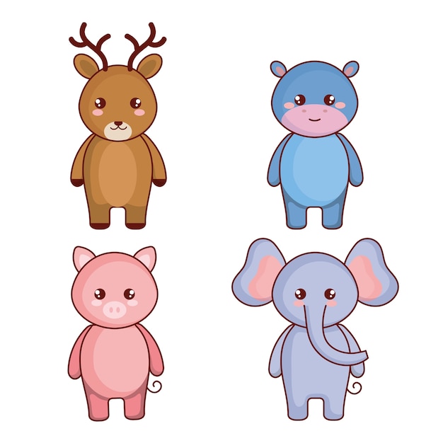 Lindos y pequeños personajes de animales.