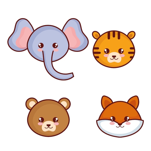 Lindos y pequeños personajes de animales.