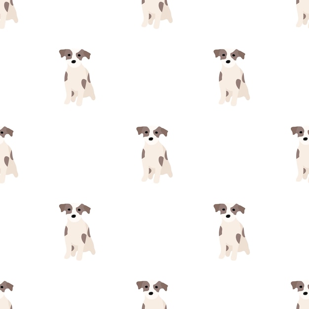 Lindos perros Jack Russell Terrier Fanny animales Vector mano dibujada de patrones sin fisuras Perfecto para bebé