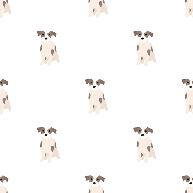 Lindos perros jack russell terrier fanny animales vector mano dibujada de patrones sin fisuras perfecto para bebé