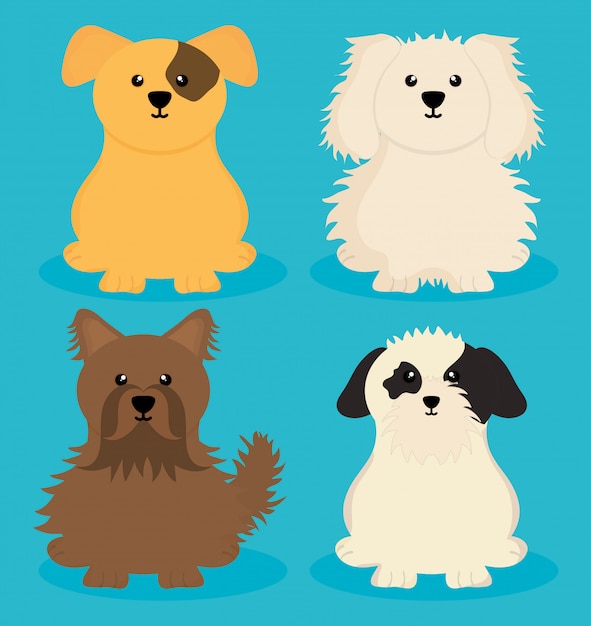 Vector lindos perros pequeños mascotas