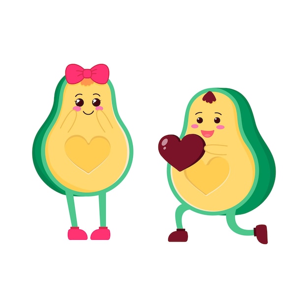 Lindos personajes de aguacate estilo kawaii pareja enamorada regalo