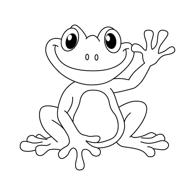 Lindos personajes de dibujos animados de ranas ilustración vectorial para niños libro para colorear