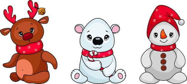 Lindos personajes navideños cervatillo muñeco de nieve oso blanco