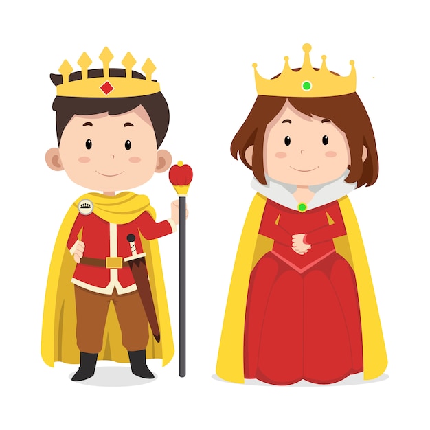 Vector lindos personajes de rey y reina