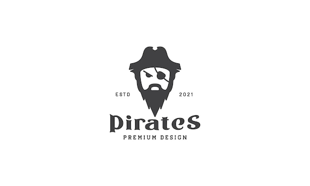 Vector lindos piratas con barba vintage logo símbolo vector icono ilustración diseño gráfico