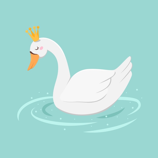 Vector lindos príncipes cisne con corona vector de dibujos animados