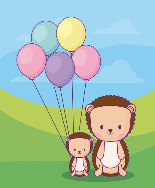 lindos puercoespines con globos