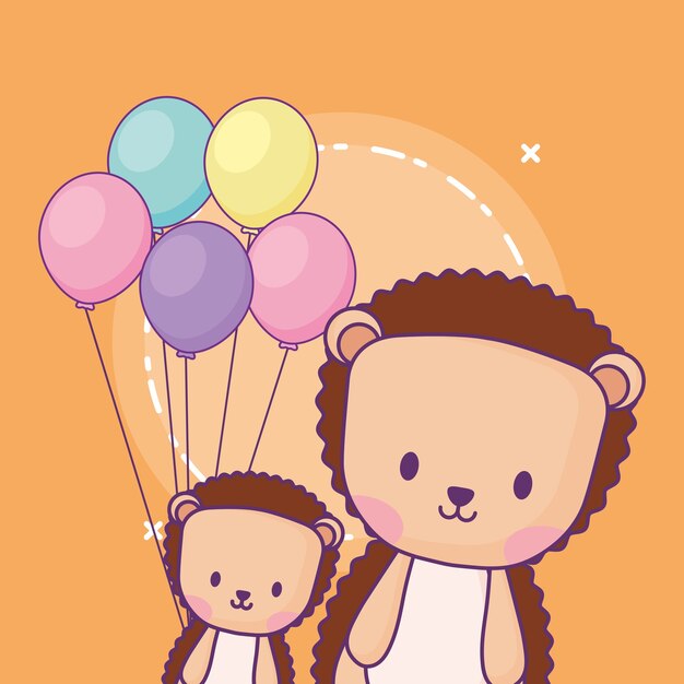 lindos puercoespines con globos