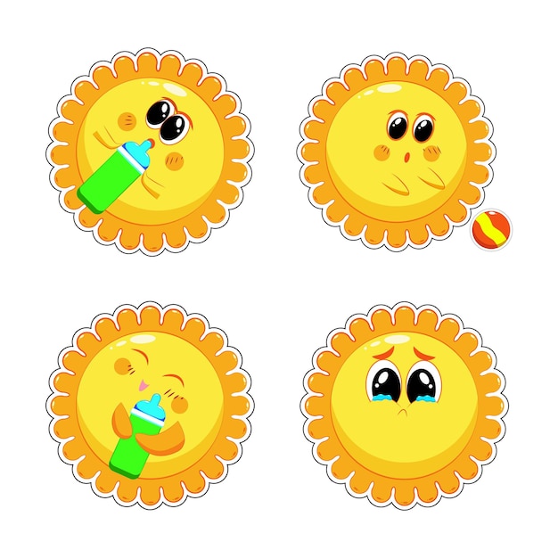Con lindos soles vectoriales para niños soles con botellas y una pelota