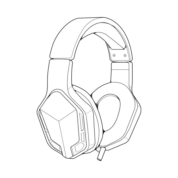 Line art auriculares vector ilustración música concepto line art vector auriculares portátiles