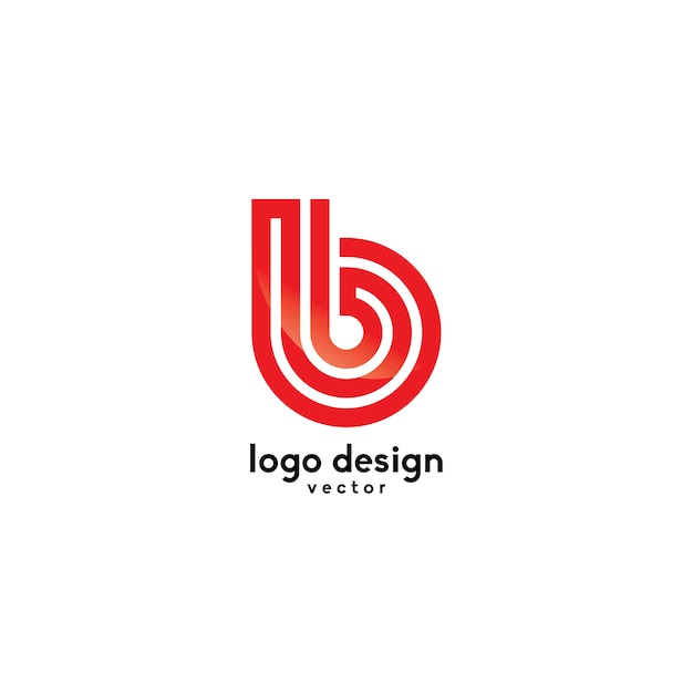 Line Art B Symbol Logo Template Vector