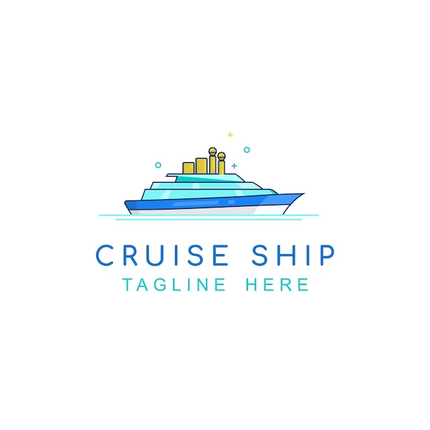 Line Art Cruise Ship Logo Icono de crucero con diseño de arte de línea moderna