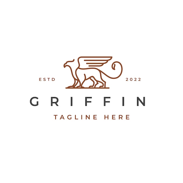 Line art griffin vector ilustración plantilla de diseño de logotipo