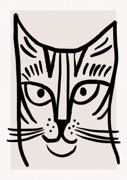 Line art heaf od a cat kitty lover ilustración gato pintura