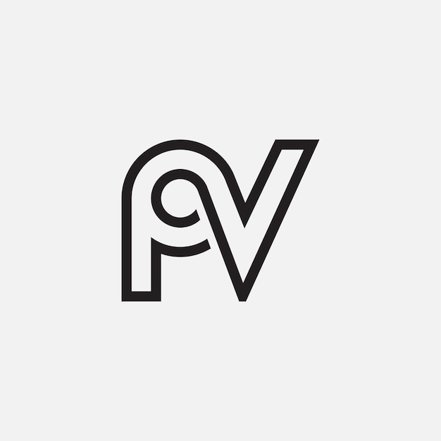 Line art letter PV elegante logotipo de monograma empresarial creativo