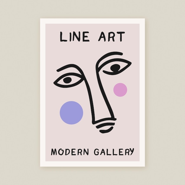 Line Art Minimalist Face Modern Gallery Póster