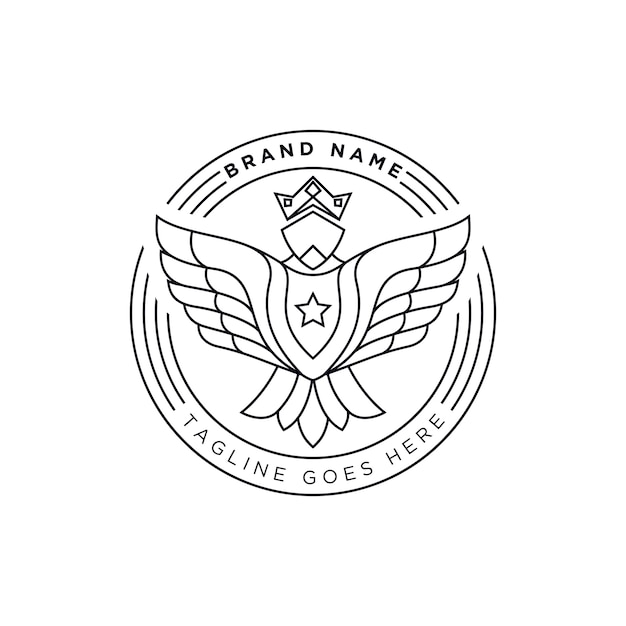 Vector line art strong eagle logo para tu marca